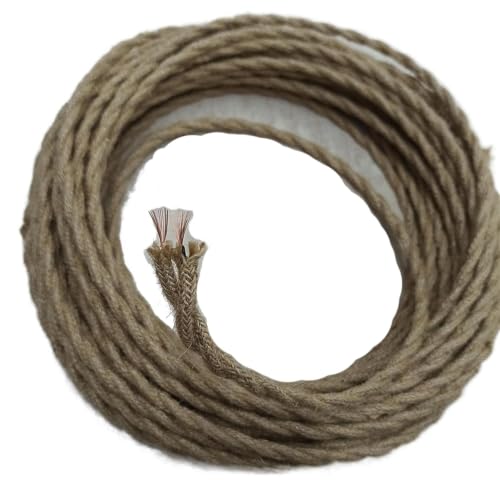 Cuerda de cáñamo de cobre con cable eléctrico trenzado de 2 hilos para cablear lámparas vintage