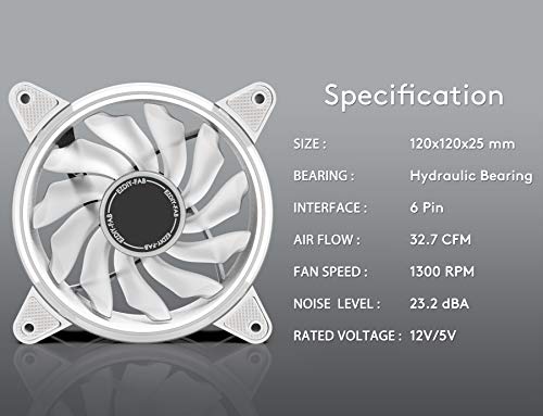 Ezdiy-Fab White Moonlight 120Mm Rgb Case Fan With Fan Hub X And Remote,Motherboard Aura Sync,Speed Control, Argb Fan For Pc Case-6 Pack #TOP5