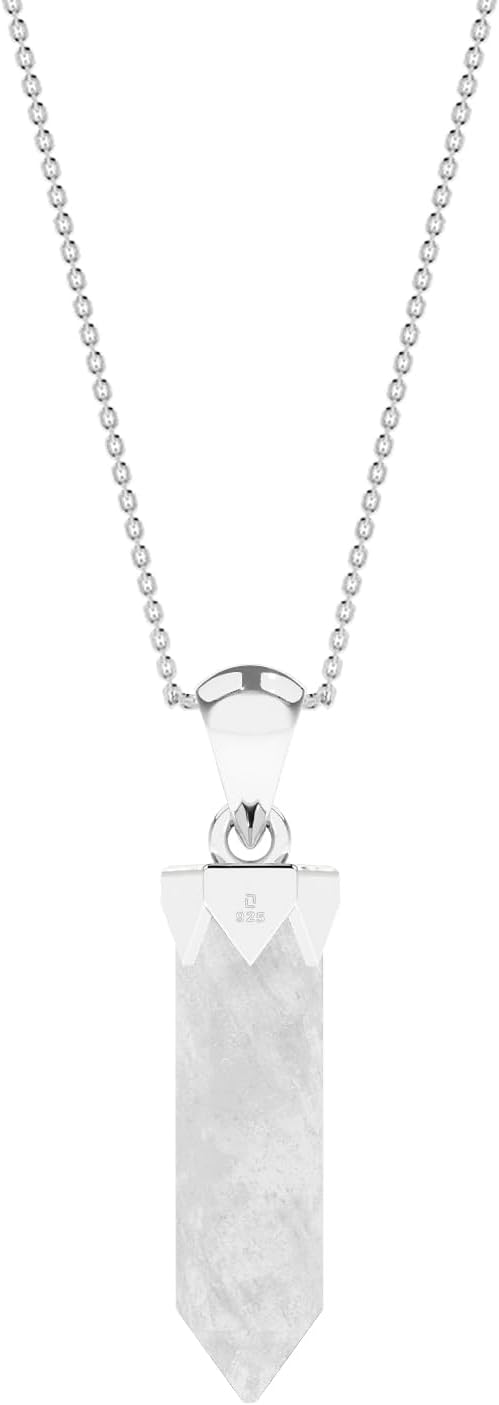 Hexagonal Shape Natural Gemstone Pendant Necklace for Women, Birthstone Jewelry Gifts for Her Birthday, Anniversary, Graduation (15x3.5mm, Bezel-Set) - Image 2