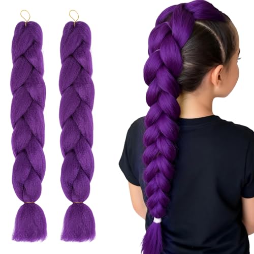 2 Pièce Perruque Violette Enfant, Perruque Femme Costume Pour Cosplay d'Halloween Kpop, Cadeau Pour Femmes Filles