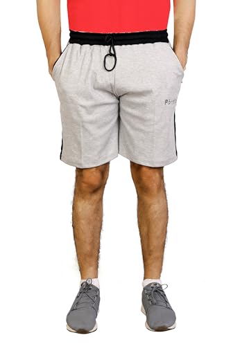 Image of Particle Men's Plus Size Big Size Bermuda Shorts | 230 GSM Ribbed Cotton Half Pant for Men with Deep Side Pockets | Sizes XL-5XL (34-52 Inch Waist)
