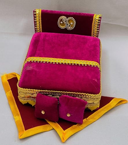 Image of RD Handicraft Thakur ji Bed, Laddu Gopal ji Bed, Bal Gopal ji Bed with Blanket Silk All Purpose Chowki |Maharani (17x16x10 cm)