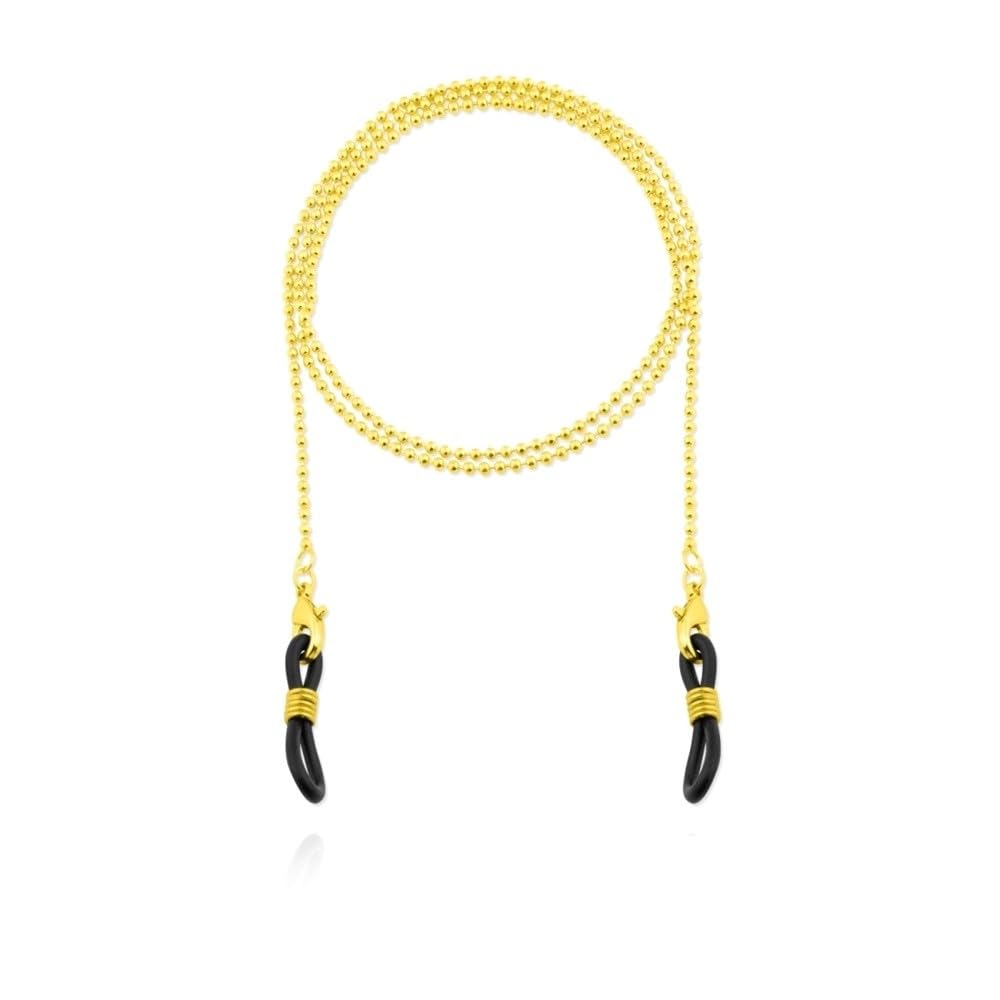 Inmaculada Romero IR Cadena Acero Inoxidable chapado oro para Gafas 70cm. bolas