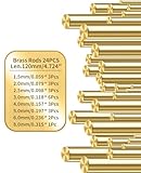Kooca Brass Rods Assortment: 1.5, 2, 2.5, 3, 4, 5, 6, 8mm; Length 120mm; 24 Pcs for Crafts, Modeling Hobby...