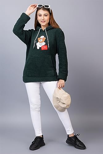Image of Wear lusso Women Wool Blend Hooded Neck Sweatshirt with Hoodies | Full Sleeves Women's Winter Wear | Warm & Stylish Hoodie