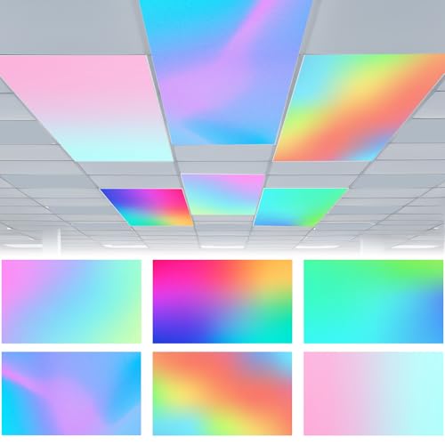 Image of VIHOSE 6 Pcs Fluorescent Light Covers for Ceiling Lights Classroom Magnetic Light Covers Classroom Filters Office School Drop Ceiling, 4 x 2 ft(Neon)