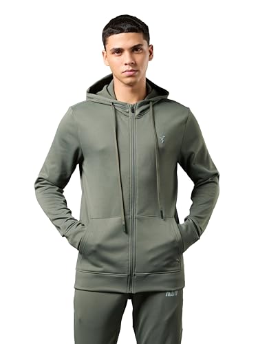 Image of TECHNOSPORT Mens Fleece Slim Fit Solid Regular Fit Hooded Jacket with Techno Warm+, Fast Dry for Winter Use