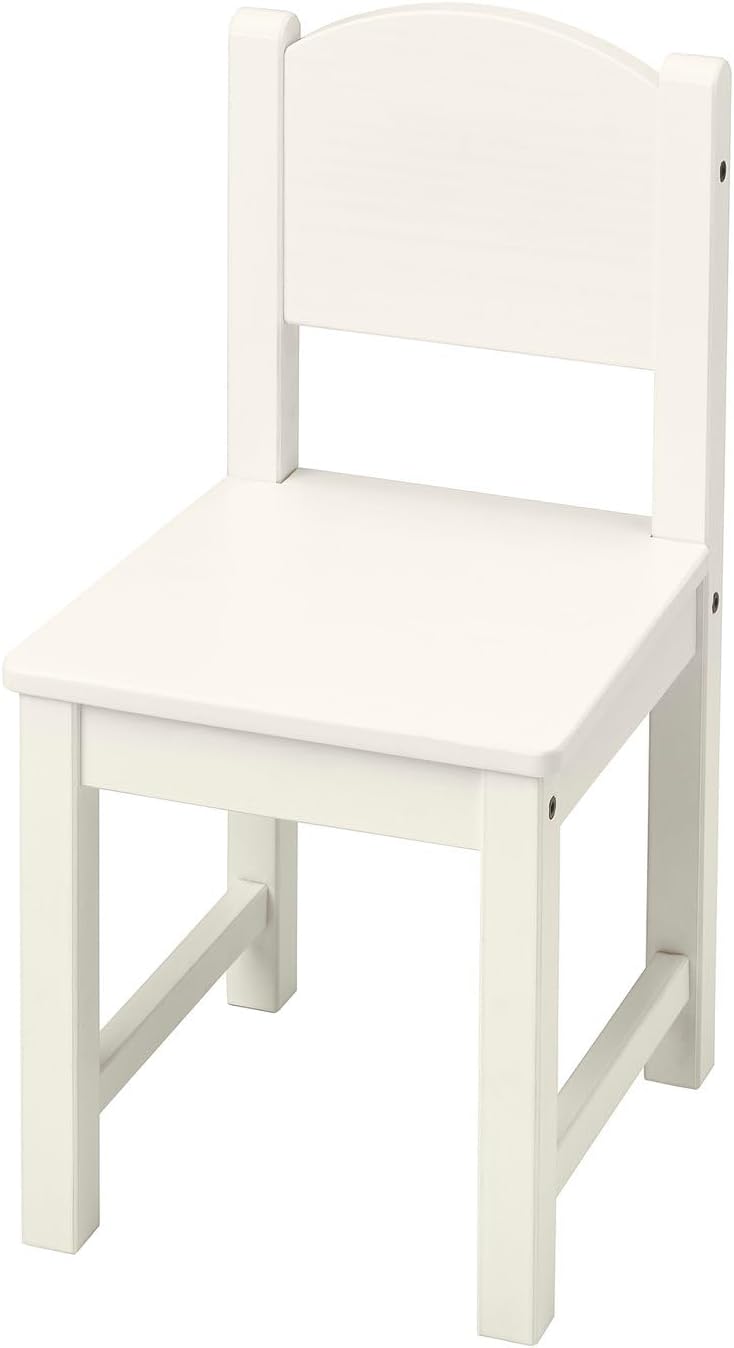 Kids Wooden Chair, White, 11W x 11.4D x 21.6H inches, Pine Wood
