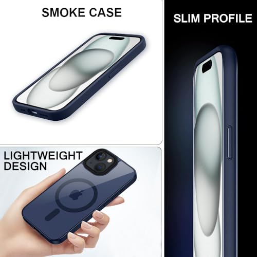 Image of iPhone 15 Plus Magsafe Hard Back Case | Matte Design & 360 Protection | Military-Grade Apple iPhone 15 Plus Cover | Strong Magnet Back - Blue