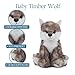 The Petting Zoo Timber Wolf Stuffed Animal Plushie, Gifts for Kids, Wild Onez Babiez Wildlife Animals, Wolf Plush Toy 6 inches