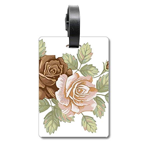 Étiquette de valise roses blanches accessoire de bagage avion et train