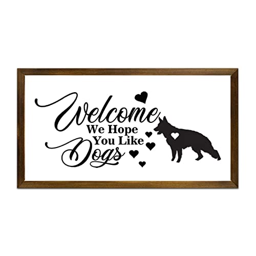 Panneau en bois Welcome déco murale de salle de bain humour chien