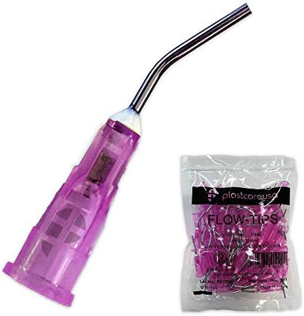 200 18 Gauge Pink Dental Pre Bent Flow Dispensing Needle Etch Tips, 2 Bags