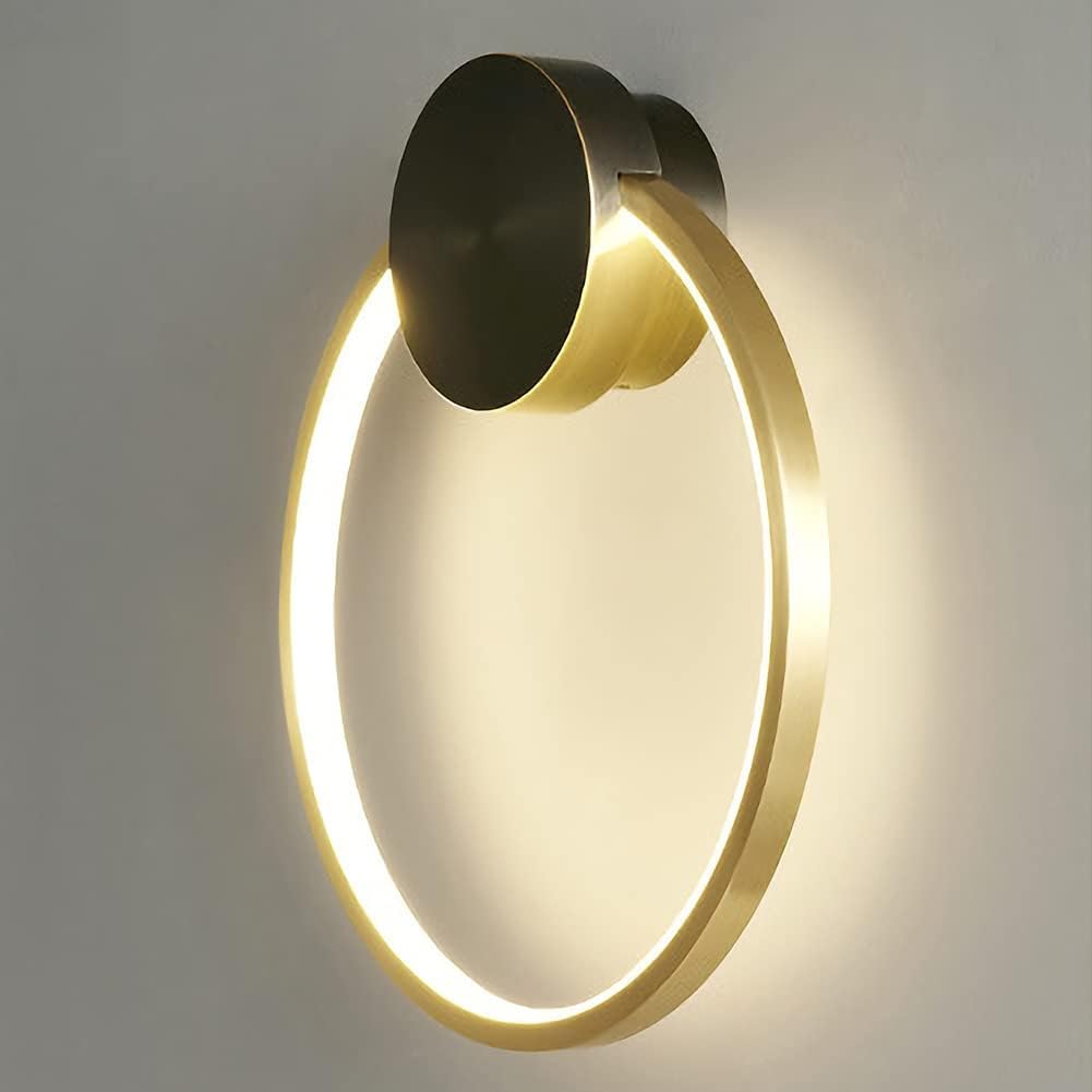 Jybnbbe Light Round Wall Lamp Brass Indoor Led Dimmable Wall Lamp Modern - Ring Bedroom Bedside ,Chandeliers