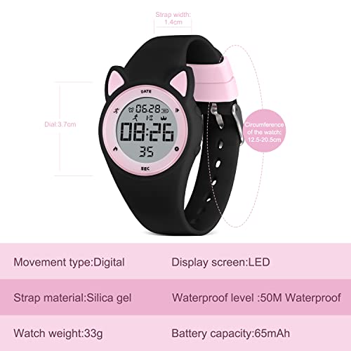 Image of Kids Watches for Girls Boys Digital Sport Watch with Step Counter Pedometer Vibration Alarm Clock, No App Waterproof Fitness Tracker Kids Watch Boys Girls Teens Students Ages 5-16