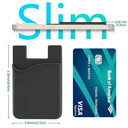 Image of SHANSHUI 4 PCS Phone Card Holder, Premium Silicone Phone Wallet Stick on ID Card, Drivers License, Credit Card Holder for Back of Phone Pocket Sleeves Fits All Mobile Phones
