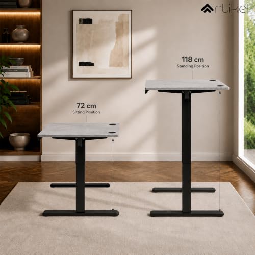 Image of ARTIKEL Artidesk Eco-Neo Height Adjustable Table for Office Work 120x60cm | Electric Standing Desk | Ergonomic Sit Stand Workstation | USB-A & Type-C Charging | 3 Memory Presets | 80kg Load Capacity