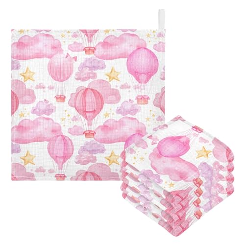 Kigai Hot Air Balloons Baby Washcloths,3pcs Ultra Soft Absorbent Towel,Newborn Bath Face Towel, Natural Reusable Baby Wipes for Sensitive Skin, Baby Registry as Shower