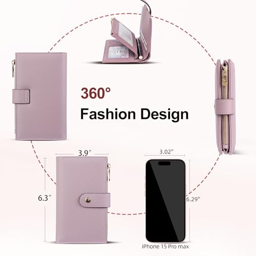 Image of yiijay Womens Wallet RFID Blocking Vegan Leather Trifold Clutch Credit Card Holder Ladies Travel Wallet Purse with Pen Holder, 1Purple, Rfid Wallet