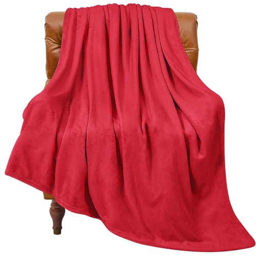 BEDELITE Fleece Blanket Red Throw Blanket for...