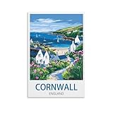 LHJOIUN Cornwall England Vintage-Reiseposter, Querformat, 