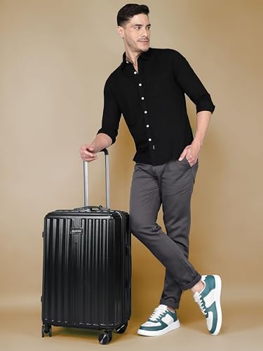 Image of MOVE-MEANT Set of 3 ROAMIFY Small Cabin, Medium Check-in & Large Check-in Suitcase | 55 Cm, 66 Cm & 75 Cm | 360 Degree 8 Wheels Number Lock Polycarbonate Black Trolley Bag | Luggage for Travel - Pack of