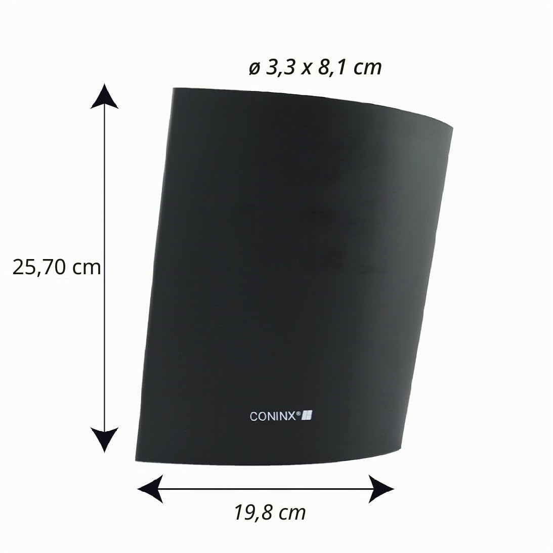 Coninx Viro Ceppo Coltelli Nero Universale - Porta Coltelli Cucina - Recupera Spazio - Interno di Fibre di Plastica - 18.5 x 25.5 cm