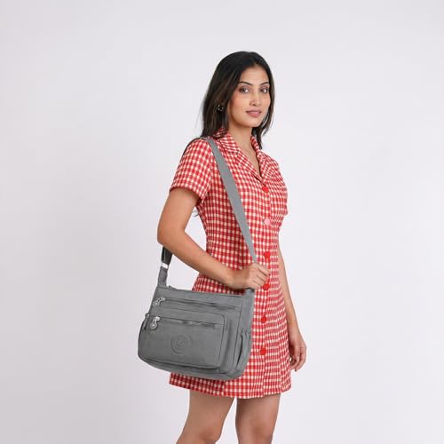 Image of TS WITH TECHSUN Women's Crossbody Sling Bag For Everyday Use, Nylon Shoulder Bag with Zipper Pockets, Adjustable Strap, Water Resistant Handbag for Travel, Shopping