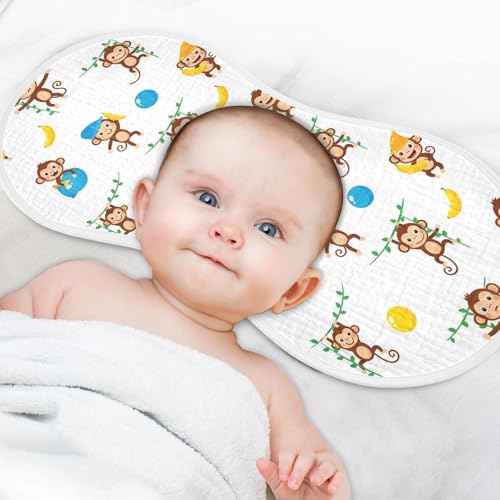 2 Pack Muslin Burp Cloths Lemur Balls White Cotton Baby Burp Cloths Ultra Absorbent Burping Cloth Soft Spit Up Rags for Newborn Must Haves, Large 22" x 11"4
