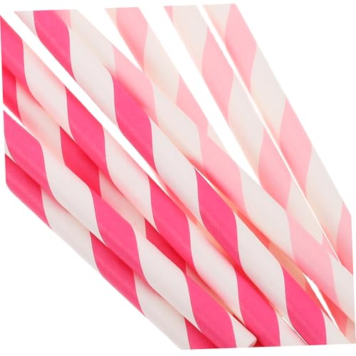 Pitillos desechables de papel rayados naranja 30 piezas miniatura 3