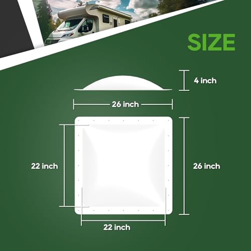Image of RVGUARD RV Skylight Replacement, 26 inch x 26 inch Outer Dimension Skylight Fits All Standard 22 inch x 22 inch Openings, RV Skylight for Camper Trailer Fifth Wheel Truck, UV Resistant, Impact Resistant, White