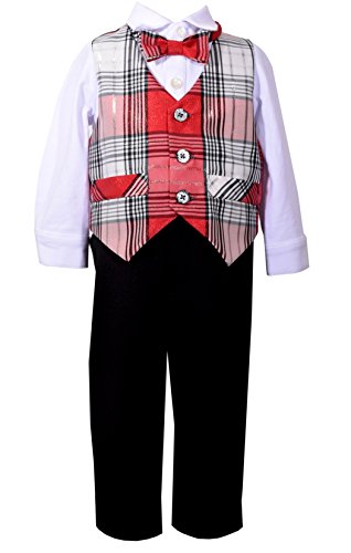 Bonnie Jean Boys Christmas Plaid Vest Pant Set (12 months)