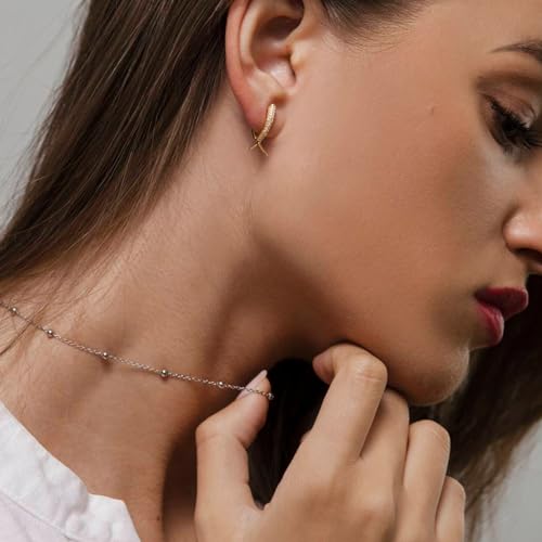 Image of Freekiss Layered Necklace Set for Women Stackable | Herringbone Snake Cuban Rope Chain, Dainty Choker, Layered Stackable, Non Tarnish, Hypoallergenic, Adjustable 14-18.5 inch