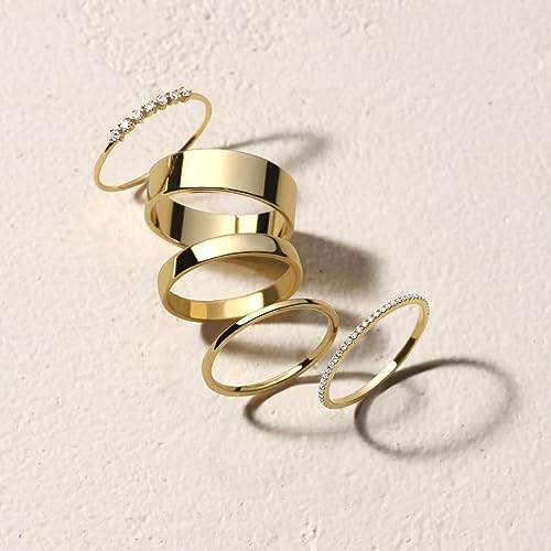 Pearich 14K Gold Rings For Women,Gold Filled Rings Set For Women Dainty Gold Rings Non Tarnish Comfort Fit Size 9 thumb #3