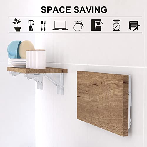 Image of YUMORE Folding Shelf Brackets, 8 Inch Heavy Duty L Bracket, White, 2 Pack | High-Quality Metal, Easy to Install, DIY Collapsible Shelf Bracket for Workbench Folding Table Hinge, Max Load: 300lb