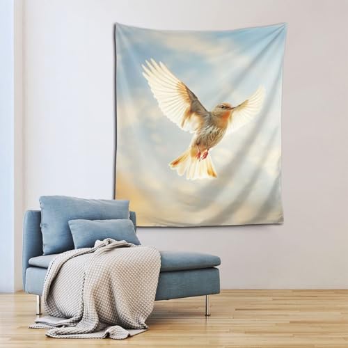 Tapisserie murale tissu léger oiseaux volants SHuWeiD Premium