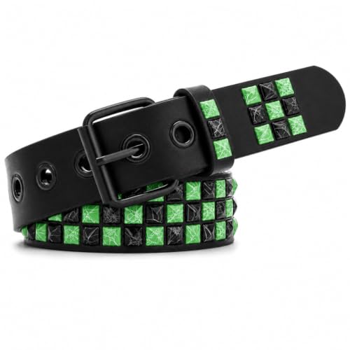 Image of Studded Belt, Metal Punk Rock Rivet Belt with Bright Pyramid Studded for Women Men