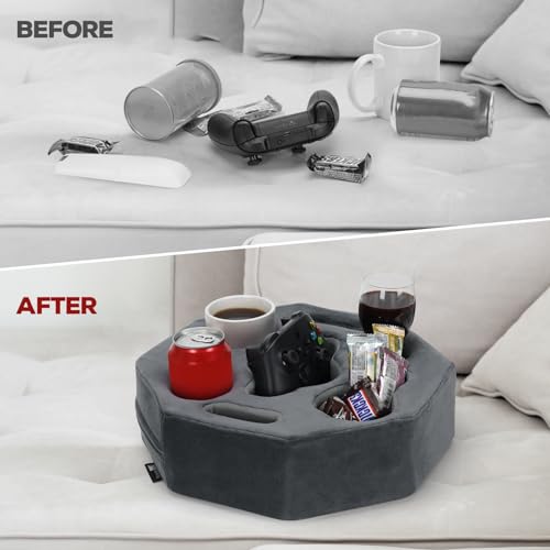 Twentynext 073-GREY Couch Cup Holder Pillow,Sofa Cup Holder,Couch Drink Holder,Octagon Couch Caddy thumb #5