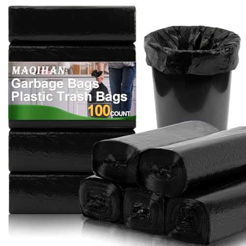 Trash Bags Bulk - 100 Count Garbage Bags 4 Gallon Trash Bag Small Can Liners for Bedroom Kitchen Bathroom Home&Office