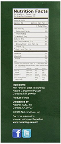 Nature's Guru Instant Cardamom Chai Tea Drink Mix Unsweetened 10 Count Single Serve On-The-Go Drink Packets #TOP3