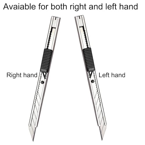 Image of Gebildet 5pcs Right and Left Hand Stainless Steel Lockable Cutter Knife / 9mm Snap Off Blades / 30 Degree Foil Knife /Utility Knife /Graphic Knife /Great for Foils, Wallpaper, Crafts, Cartons