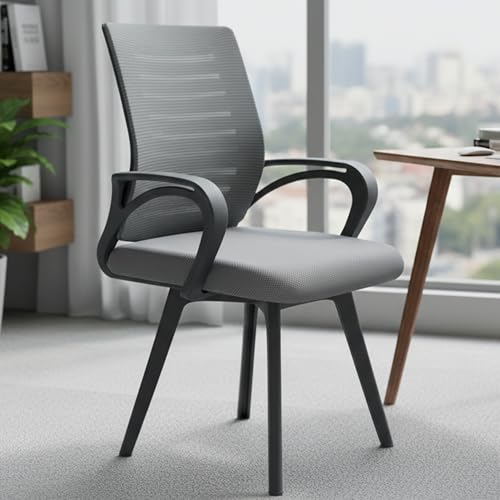 Image of MRC Executive Boom Mesh Mid-Back Fixed Ergonomic Office Chair| Visitor Chair| Study Chair |Computer Chair | Work from Home (Grey)
