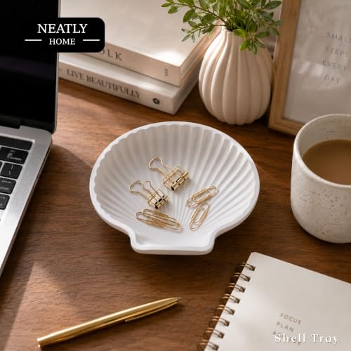 Image of Aesthetic Handmade Medium Shell Tray Handmade | Jewelry Organizer | Vanity Tray for Women | Minimalist Home Decor, Candle Holder & Multipurpose - (14 x 14 cm)