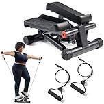 Sunny Health & Fitness Smart Mini Steppers for Exercise at Home, Stair Step Workout Machine with Resistance Bands, Full Body Cardio Equipment, SunnyFit App Connection - NO. 012SMART