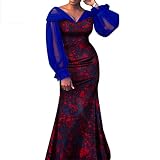 Vsadsau Plus Size Women Dress Ankara Style African Long Outwear Chiffon Sleeve Evening Dress 1252 XXL