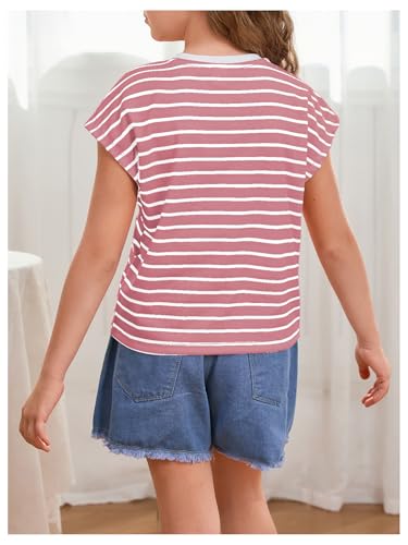 Image of SOLY HUX Girl's Cute Striped T Shirts Short Sleeve Heart Casual Teen Tee Tops Preppy Clothes