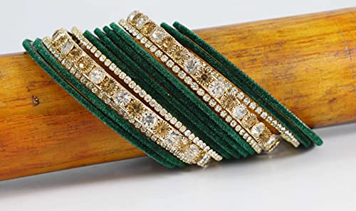 Image of NMII Non Precious Metal, Velvet and Zircon Gemstone Bangle set for Women /Girls