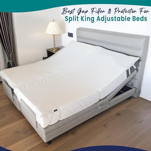 Image of 2-in-1 Bed Bridge Twin to King Converter with Waterproof Mattress Protector & Elastic Straps | Split King Gap Filler for Adjustable Bed | Non-Slip Bottom | 75 inch