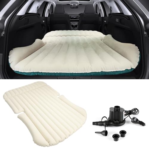 Afurkuot SUV Air Mattress Inflatable Truck Bed Mattress, Inflatable Back Seat Sleeping Bed with Pump, Double-Side Flocking Car Air Mattress for SUV Trucks Pickup Camping Road Trip