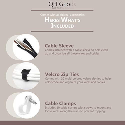 image for QH Goods Bamboo Cable Management Box Organizer Storage Large Wood Cord